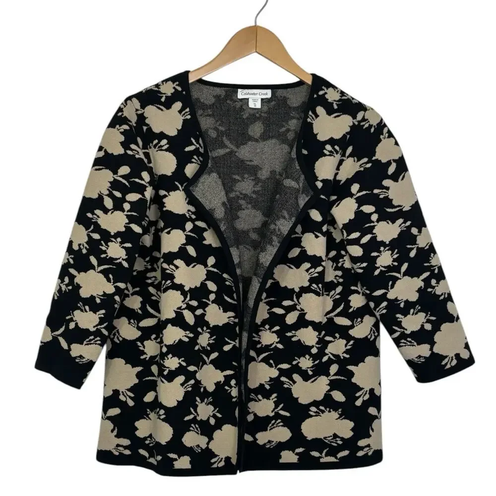 Coldwater Creek Printed Open Cardigan Black and Tan Size XL - Picture 8 of 8